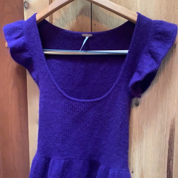 Free People Angora Lambswool Babydoll Peplum Sweater Top - Picture 2 of 8
